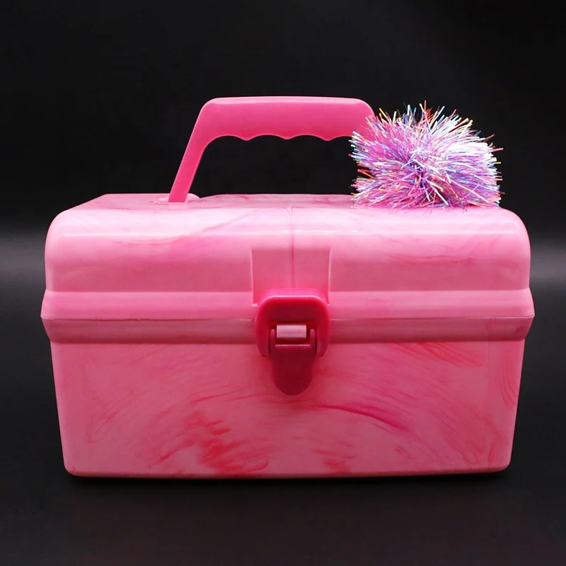 

Factory direct sales beautiful multilayer waterproof household plastic make up storage box with divider, Blue, pink
