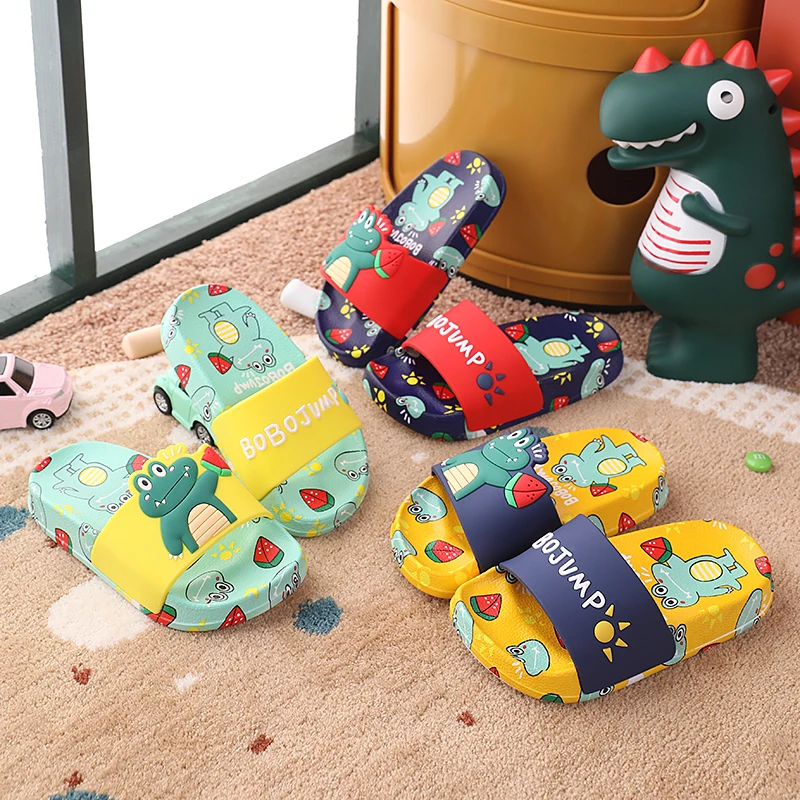 

Wholesale Slides Indoor New Design Cartoon Cute Bedroom flat Girls Summer Child Kids Slippers, Green, yellow, navy, blue