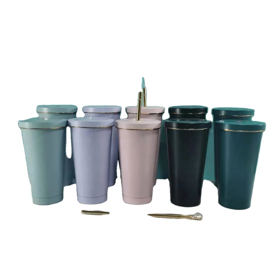 

New Factory Directly Sell Custom 16oz 25oz Vacuum Insulated Stainless Steel Straw tumbler with flat screw lid