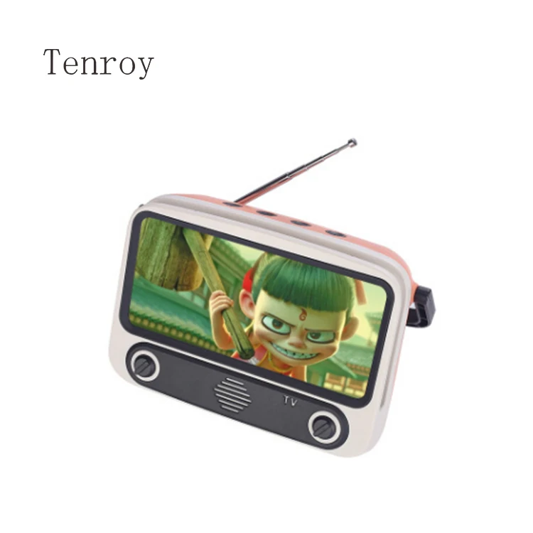 

New creative retro speaker portable TV mobile phone holder TV300 radio plug-in stereo speaker home theatre