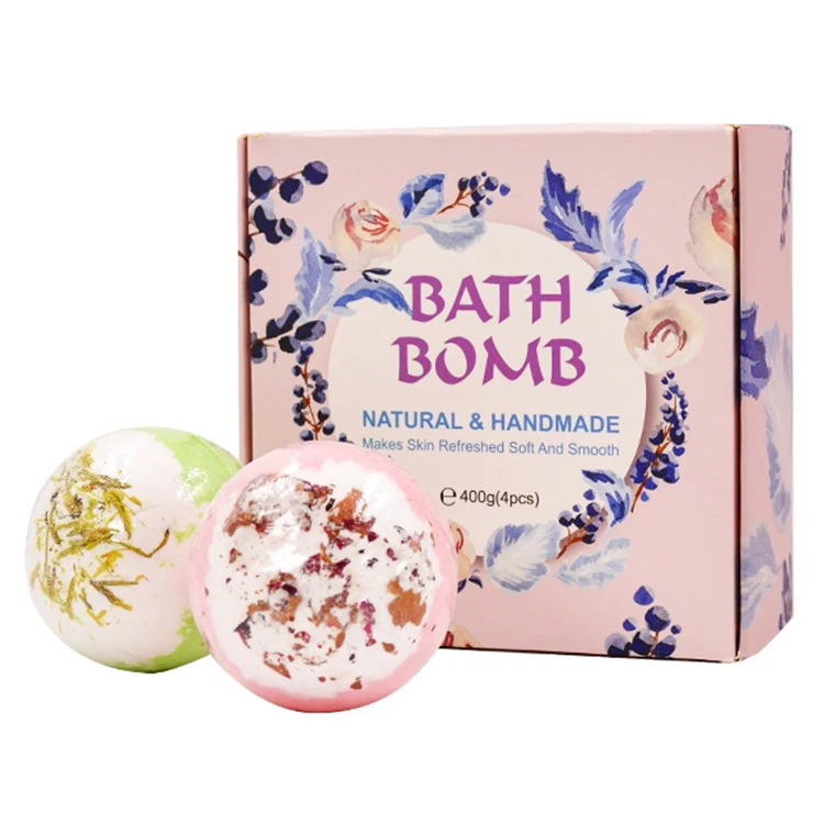 

Amazon Hot Sale Handmade Bathbombs Organic Natural Fizzer Spa Bubble Bath Salt Fizzy Shower Bath Bamb Gift Set for Women, 4 colors