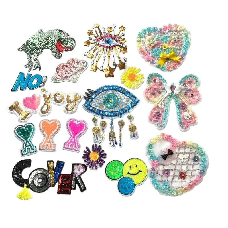 

2021 custom designs sequined fur fabric embroidered sequins patch for children clothing