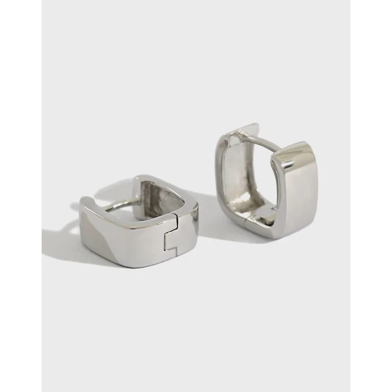 

Danyang S925 Sterling Silver Earrings Square Wide Face Platinum Earrings for Women Jewelry