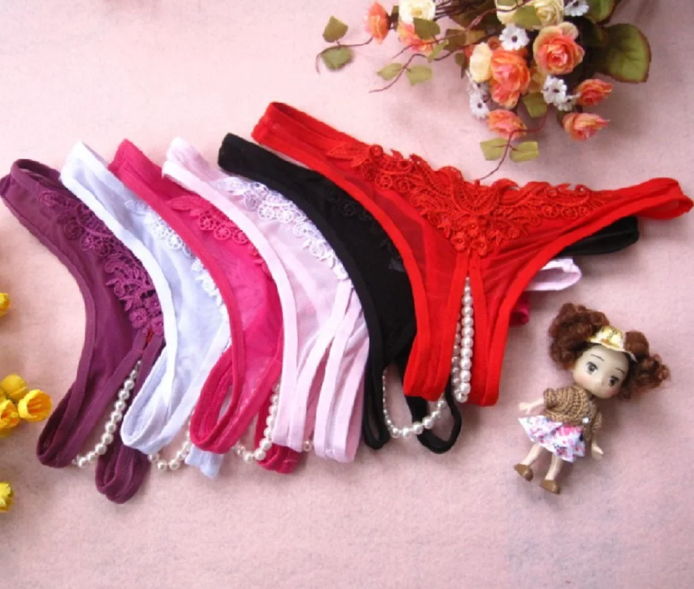 

Sexy Exotic Woman Lace Briefs Lingeries Intimates Pearl Massage Rubs Panties
