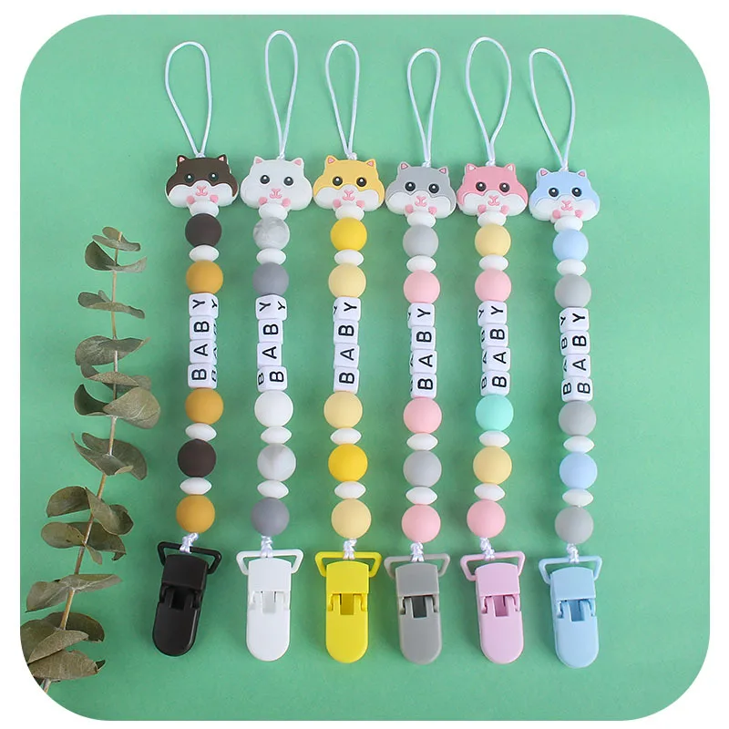 

Cartoon Squirrel Baby Dummy Pacifier Clip Silicone Beads Teething Sensory Teether Soother Holder