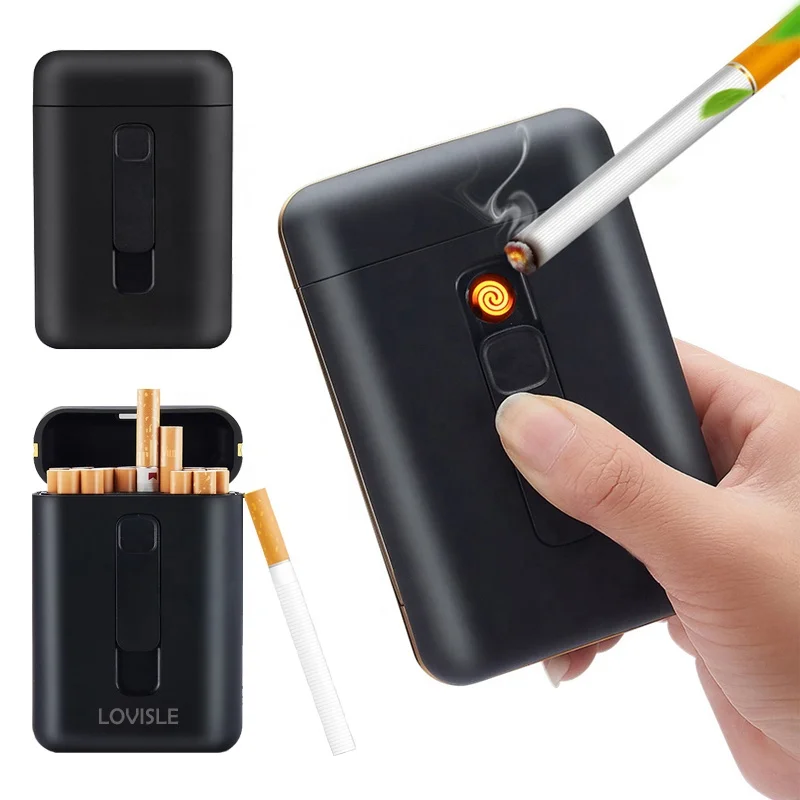 

lovisle tech cigarette holder case 20pcs pack packet built in lighter