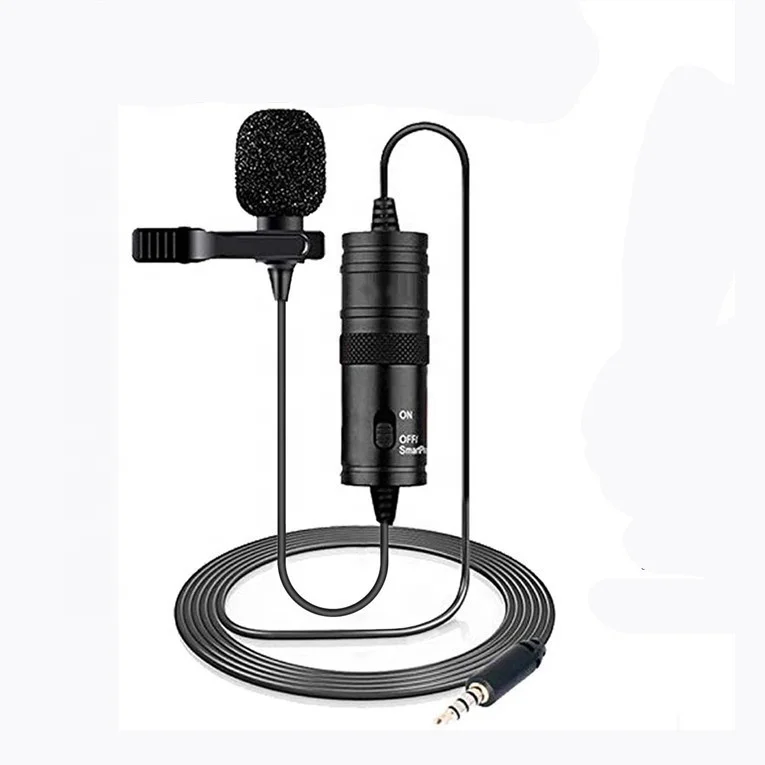 

M1 Professional 6m Metal Omnidirectiona Condenser Clip On Lapel Mic Lavalier Condenser Microphone for Camera Smartphone, Black