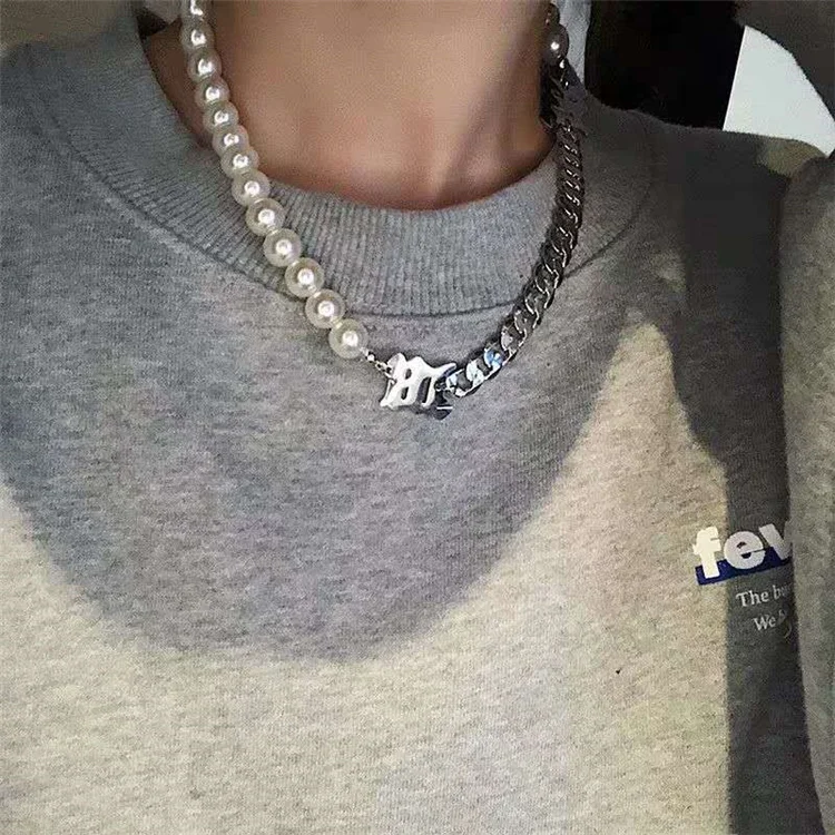 

Hip Hop Gold Pearl Choker Necklace For Men Women Punk Necklace Jewelry