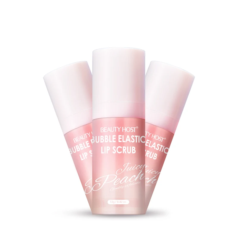 

OEM Nature Peach Sugar Natural Fragrance Vegan Organic Private Label Bubble Massage Exfoliating Lip Scrub, Pink