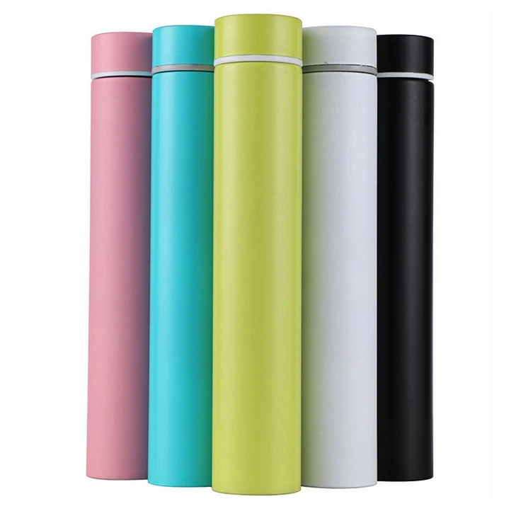 

245ml Slim Thin Thermos Flask Cup Stainless Steel Vacuum Flasks, Pink, green, white, black, blue