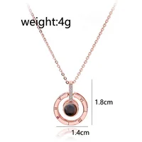 

2020 Fashion Valentines Day Gifts 100 Languages I Love You CZ Zircon Projection Women Necklace Jewelry