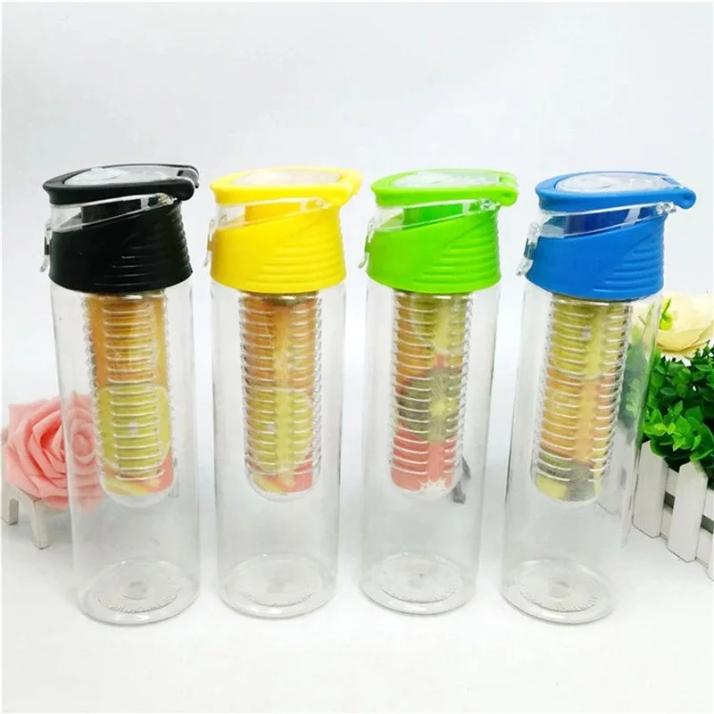 

Hot Selling 700ml Plastic Durable Lemon Juice Fruit Infuser Bottle With Unique Leak Proof Sealed Cup Water Bottle, Customized color