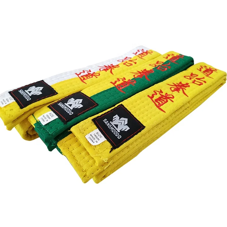 

Sangmoodo Custom Embroidery Student Martial Art Taekwondo Judo Karate Kung Fu Belts, Blue ,yellow ,red ,any color