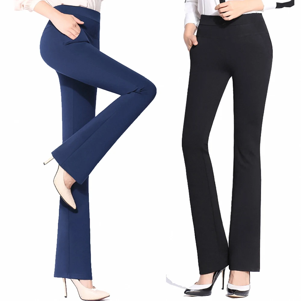 

Latest Pull On wide leg pants for women work wear Women's high-waisted bellbottoms in spring 2019