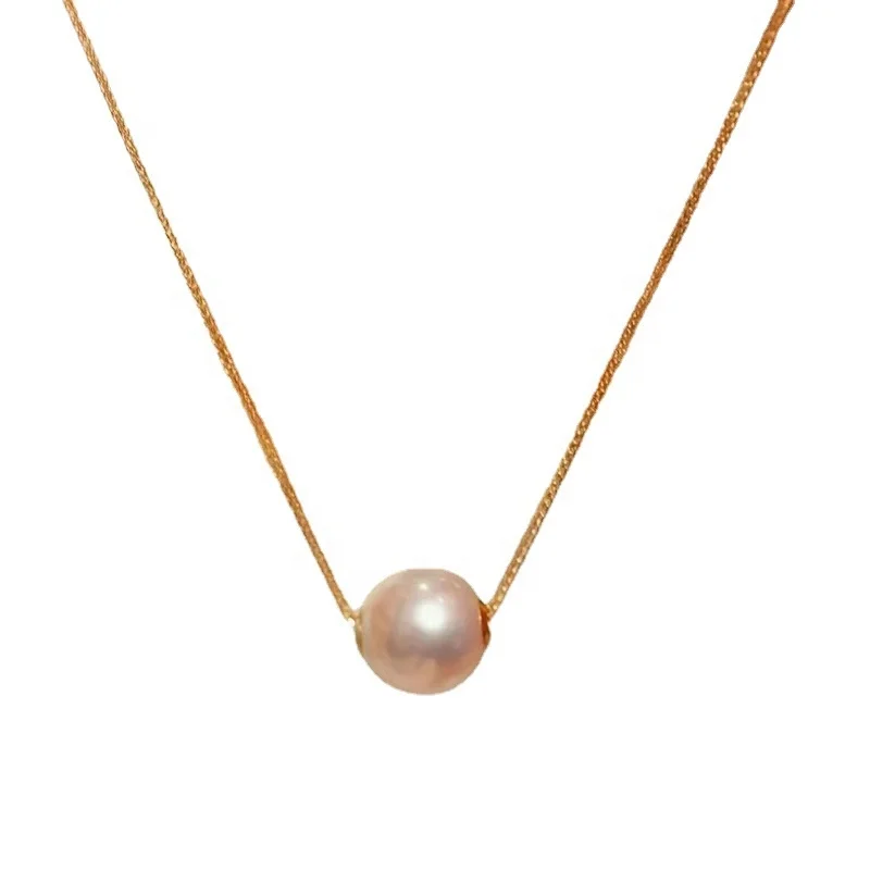 S925 Sterling Silver - a Pearl Lutone Necklace with Stylish Charm Bright Light Natural Freshwater Pendant