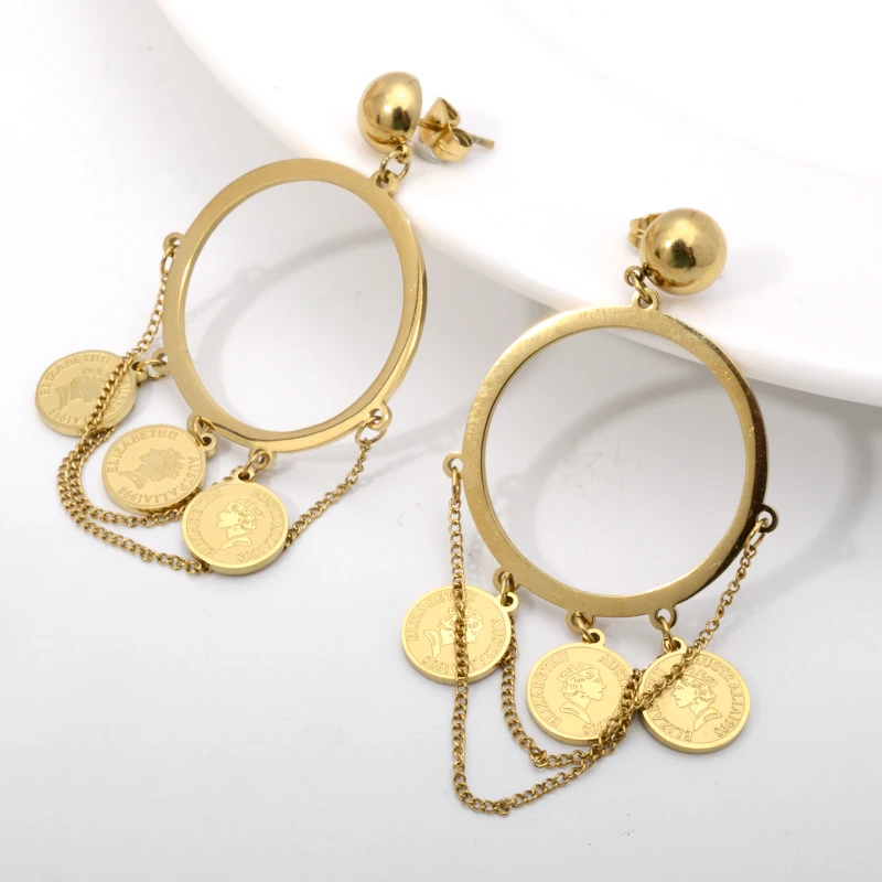 

Wholesale new arrival stainless steel geometric oval huggie safety pin earring women fashion trend 2021 earrings