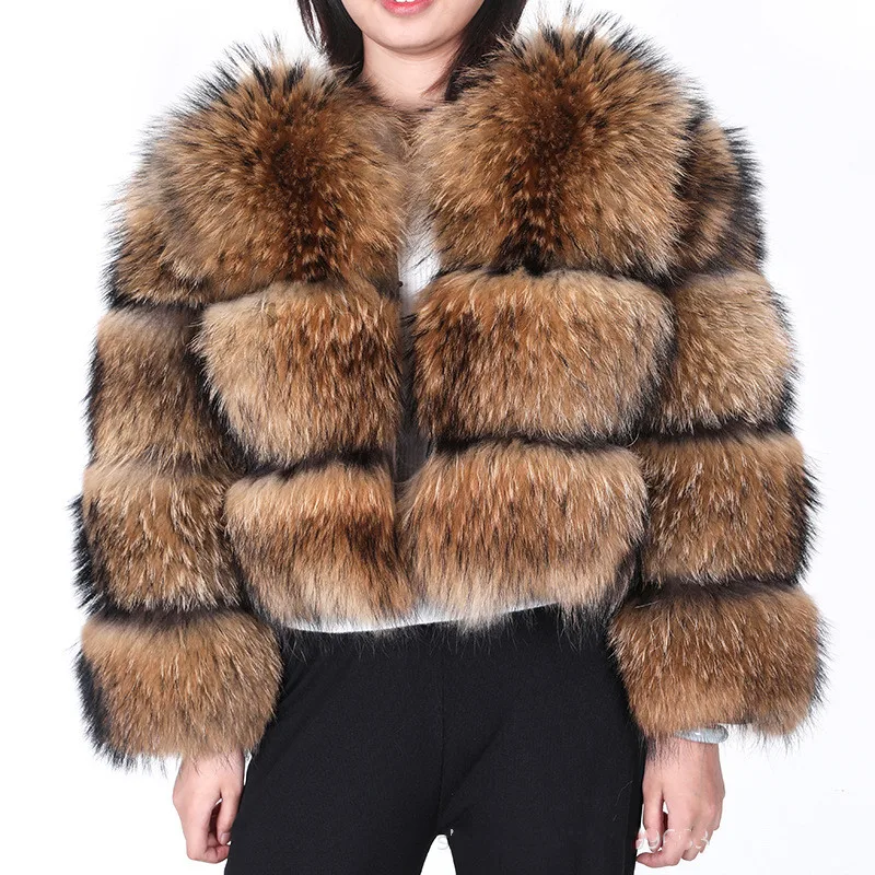 

wholesale winter clothes Faux fur racoon fox fur coats women raccoon fur jacket, 2 colors