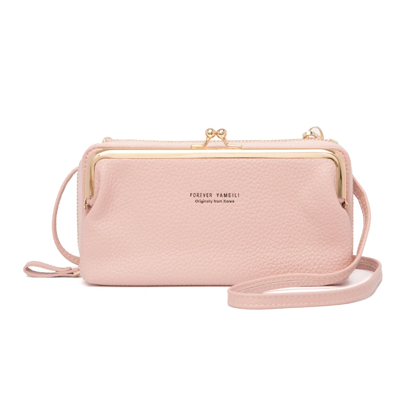 

2020 fashion vegan PU leather vintage multifunction crossbody purse ladies' wallet