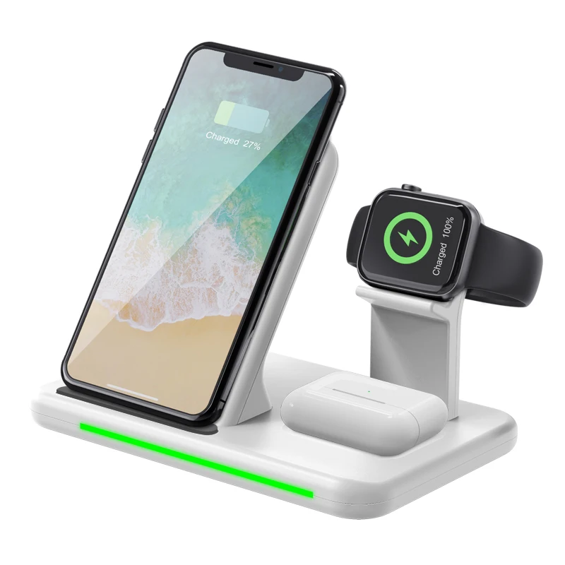 

Mobile Phone Watch Stand Wireless Charger Dock Station 10W 15W Fast Magnetic 3 In 1 Wireless Charger