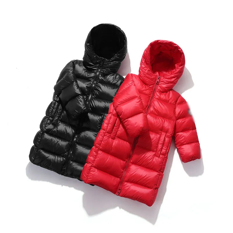 

Brand Red Black Pink Boys Girls Children's Puffer Parka Bubble Puff Ski Light Kids Children Long Duck Down Jacket Winter Jacket