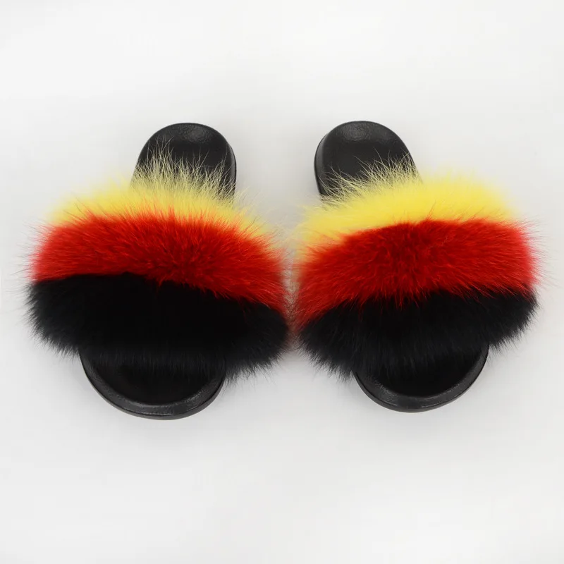 

Curlyfur Women Sandals Wholesale Furry Fox Slides Fur Slippers For Women