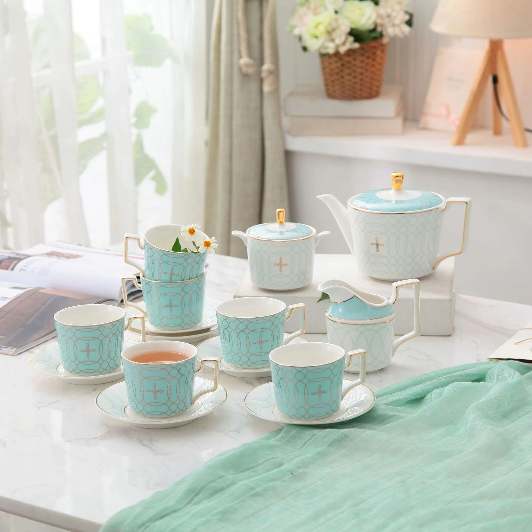 

Ceramic Pot Mug Sugar Bowl Creamer Teapot Milk Jug Teaset Coffee Set Porcelain Tea Set