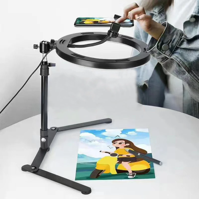 

Photography lighting over head phone stand with 10inch ring light