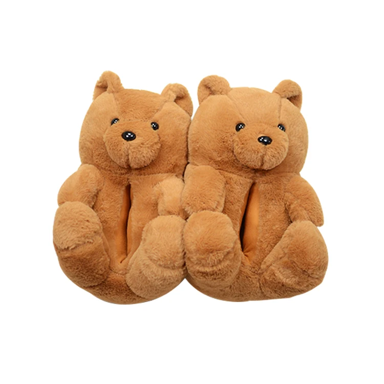 

Latest furry teddy bear slipper brown teddy bears slippers bulk, 7 colors to choose