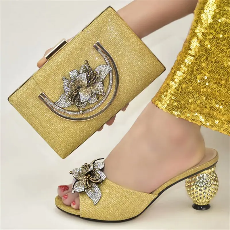 

2021 italian design ladies wedding rhinestone shoes matching bags YD20200505, Blue,gold,purple,red,green,silver.etc