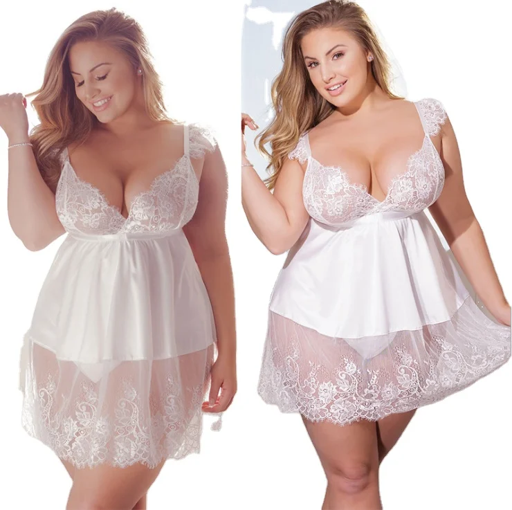 

Sexy Erotic Underwear Hollow out Sleepwear Ladies Babydoll Plus Size Lingerie, As pictures