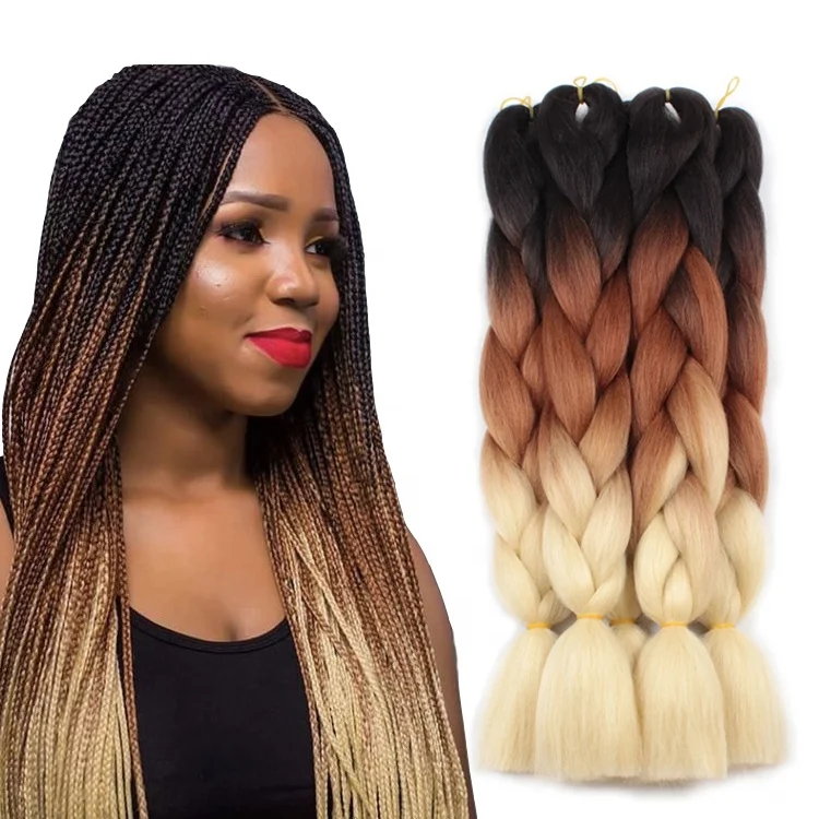

Braiding Hair Braids Extensions Wholesale Box Twist Pre Stretched Synthetic Hair For BraidsJumbo Crochet Braid Hair ombre color