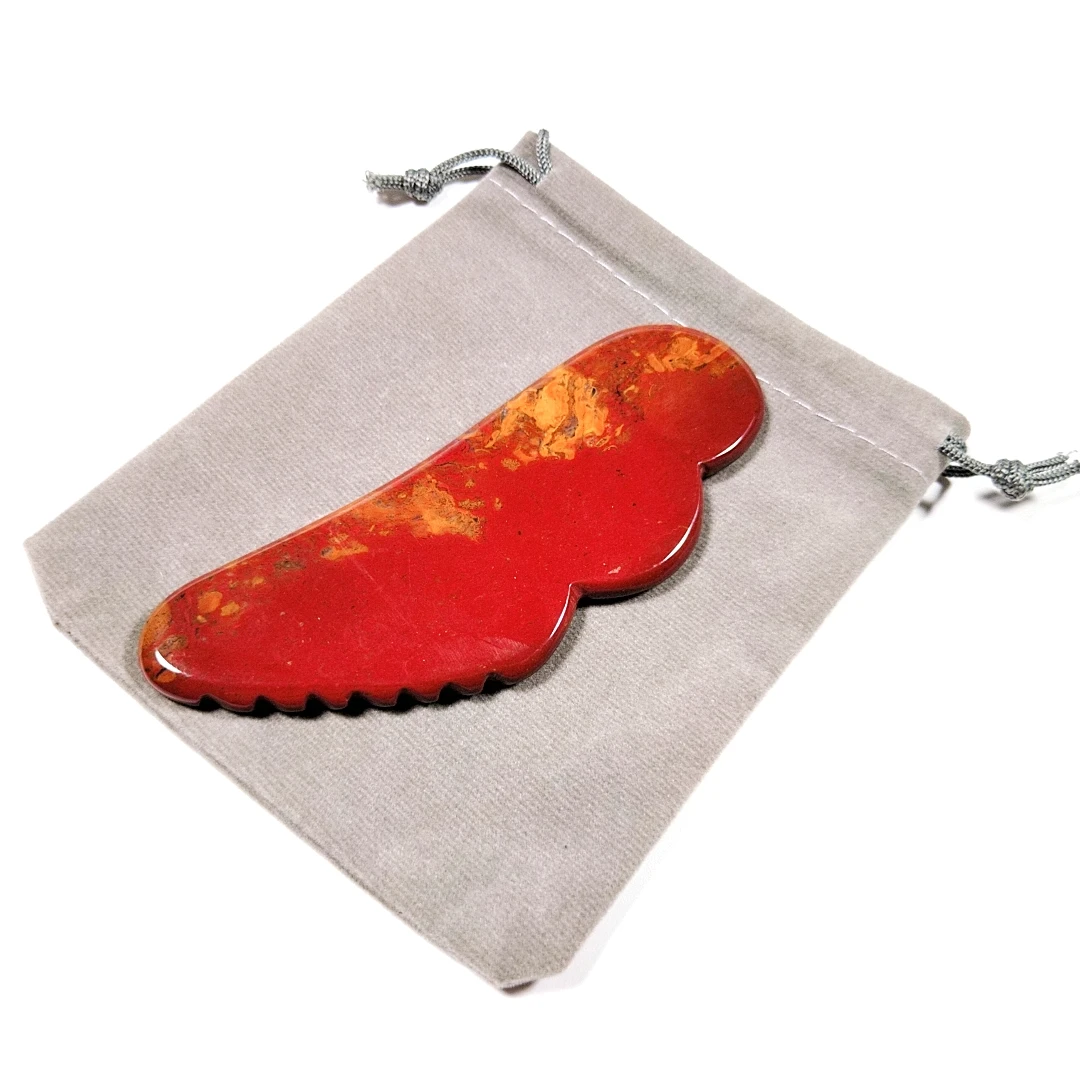 

Hot style guasha scraping board customized wing jagged Mookaite jasper guasha massage tool