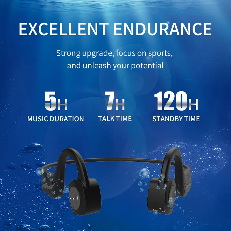 

2021 new arrival ipx8 waterproof blue tooth v5.0 wireless headphone audifono B20 Bone conduction earphone for swimming headset