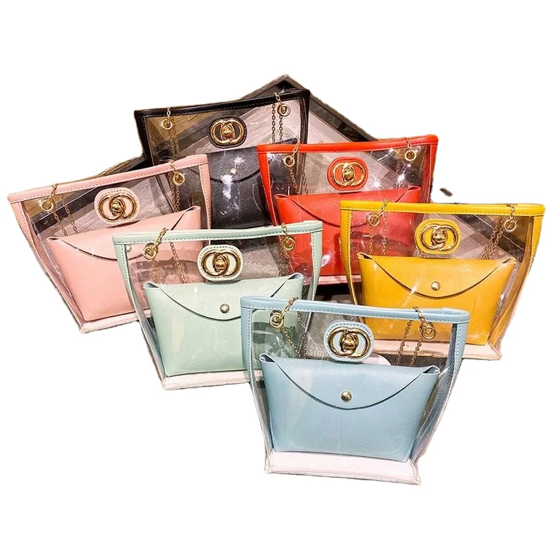 

2021 Summer Fashion Women Pvc Hand Bag And Clear Chain Jelly Bag Handbag