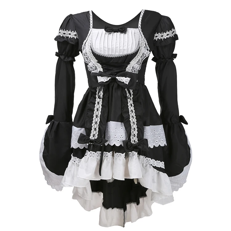 

Ladies Tuxedo Skirt Lolita Adult Princess Dress Anime Costume Cute Gothic Cosplay Maid Dress, Black, pink