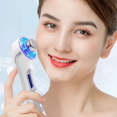 

Usb Skin Rejuvenation Dark Circles Home Ion LED light Face Massager Cleansing Hot Facial Beauty Instrument, White/red/pink