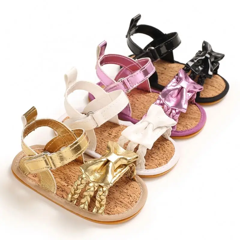 

Braided Bow Hard Sole Toddler Sandals Summer Princess Baby Girl Shoes