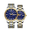 2315-57 couples watch NIBOSI Fashion Mens Watch 43mm Gold Solid Stainless Steel Band IPG Chrono Watch waterproof