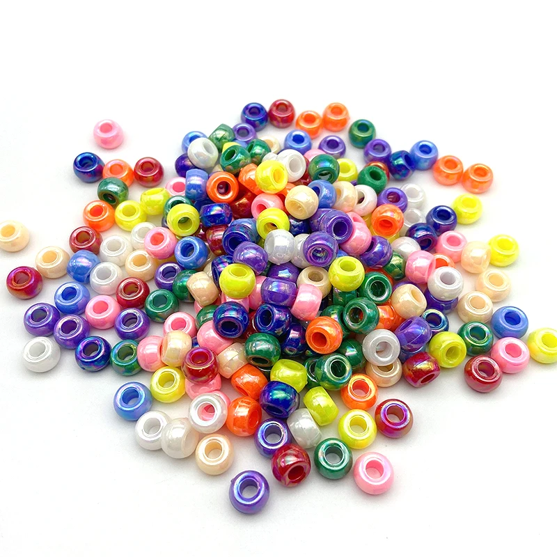 

Wholesale 6*9MM 2066Pcs/bag Solid AB Colors Plating Pony Beads Plastic Big Large Hole Beads For Jewelry Making Diy Toy, Mixed color