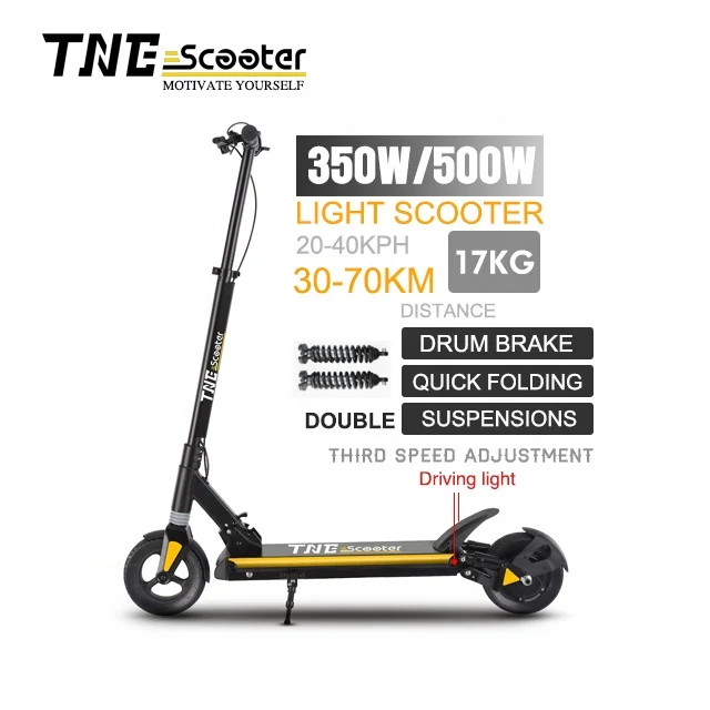 

2020 New Arrival OEM 8inch light weight TNE Venus 350w/500w/ 36v/48v portable adult folding electric scooters, Black and yellow