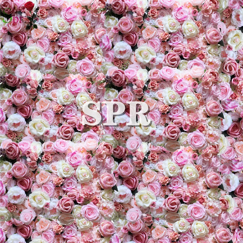 

SPR new fashion artificial flower wall panel wedding decoration flower wall backdrop artificial flower for wedding, White with green
