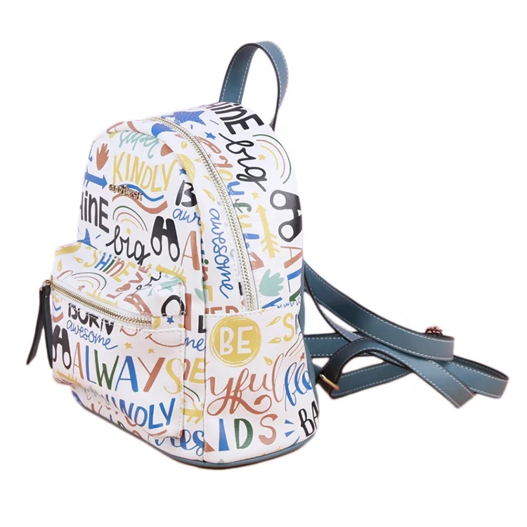 

Graffiti Style Retro Leather Backpack Outdoor Travel Large Storage Backpack Bag, Regular color