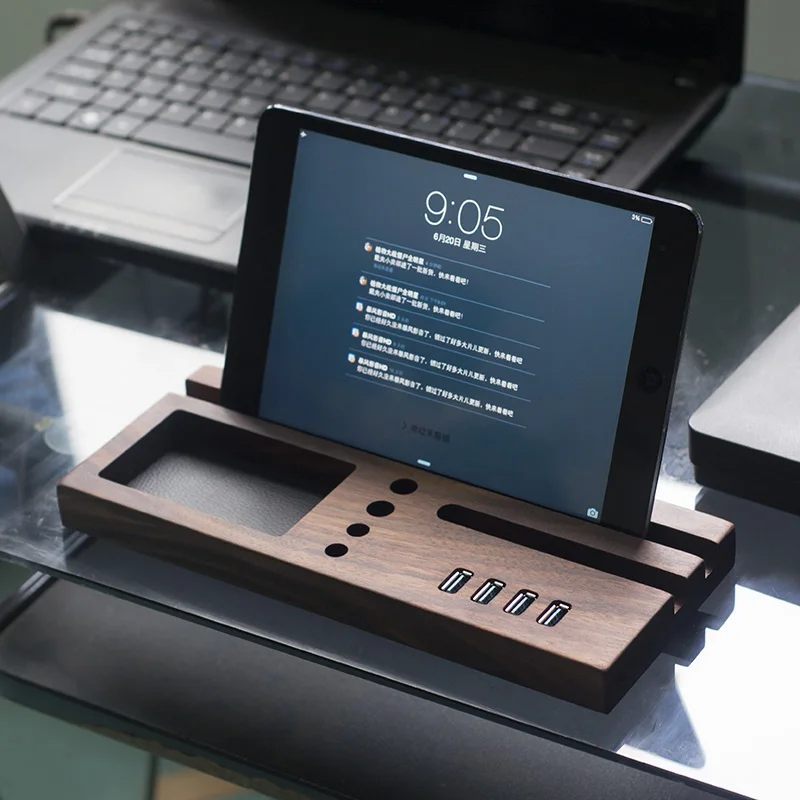 
New design solid wood desktop organizer with USB3.0 