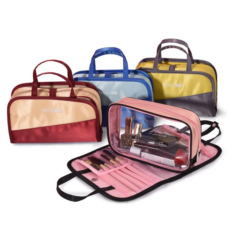 

Wholesale New Fashion Transparent PVC Bag Women Travel Cosmetic Bags Set Wash Organizer Storage Brush Makeup Bag, Black+pink,red+pink,gray+yellow,light blue+blue