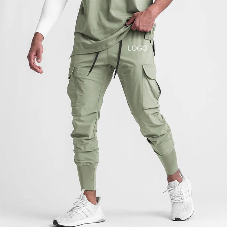 

New Quick Dry Polyester Slim Fit Men Track Joggers Pants Zipper Pockets Casual Sports Training Men's Trouser Jogging Sweatpants