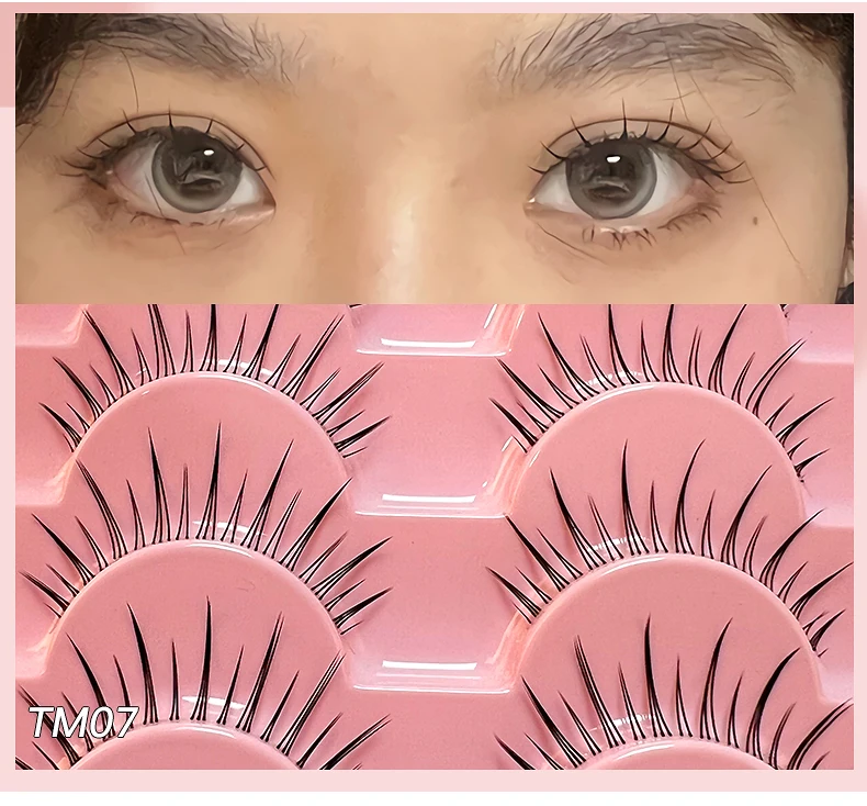 

10 Pairs Natural False Eyelashes Manga Lashes 3d Faux Mink Lashes Soft Winged Natural Realistic Invisible Band Eyelash Extension