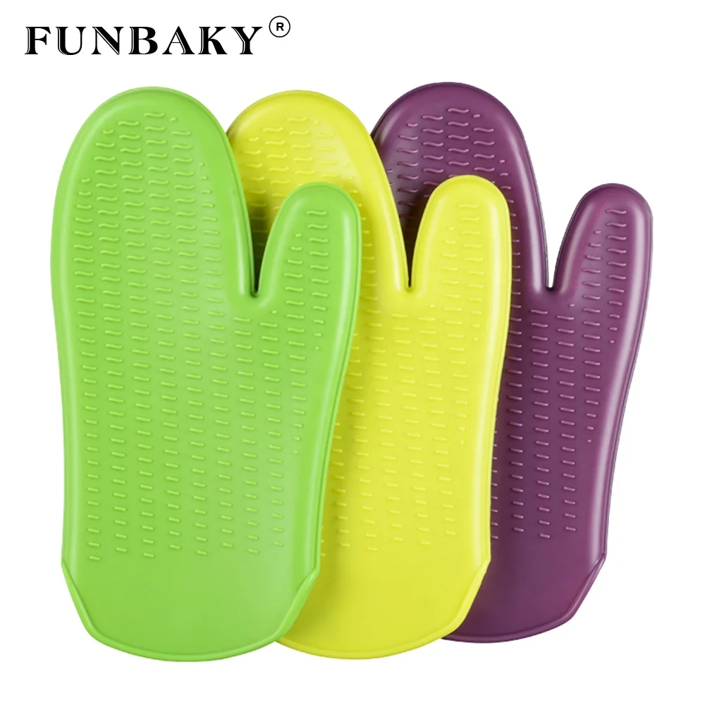 

FUNBAKY JSC686 Custom heat resistant cooking pinch mitts mini oven silicone mitt gloves silicone pot holder adiabatic, Customized color