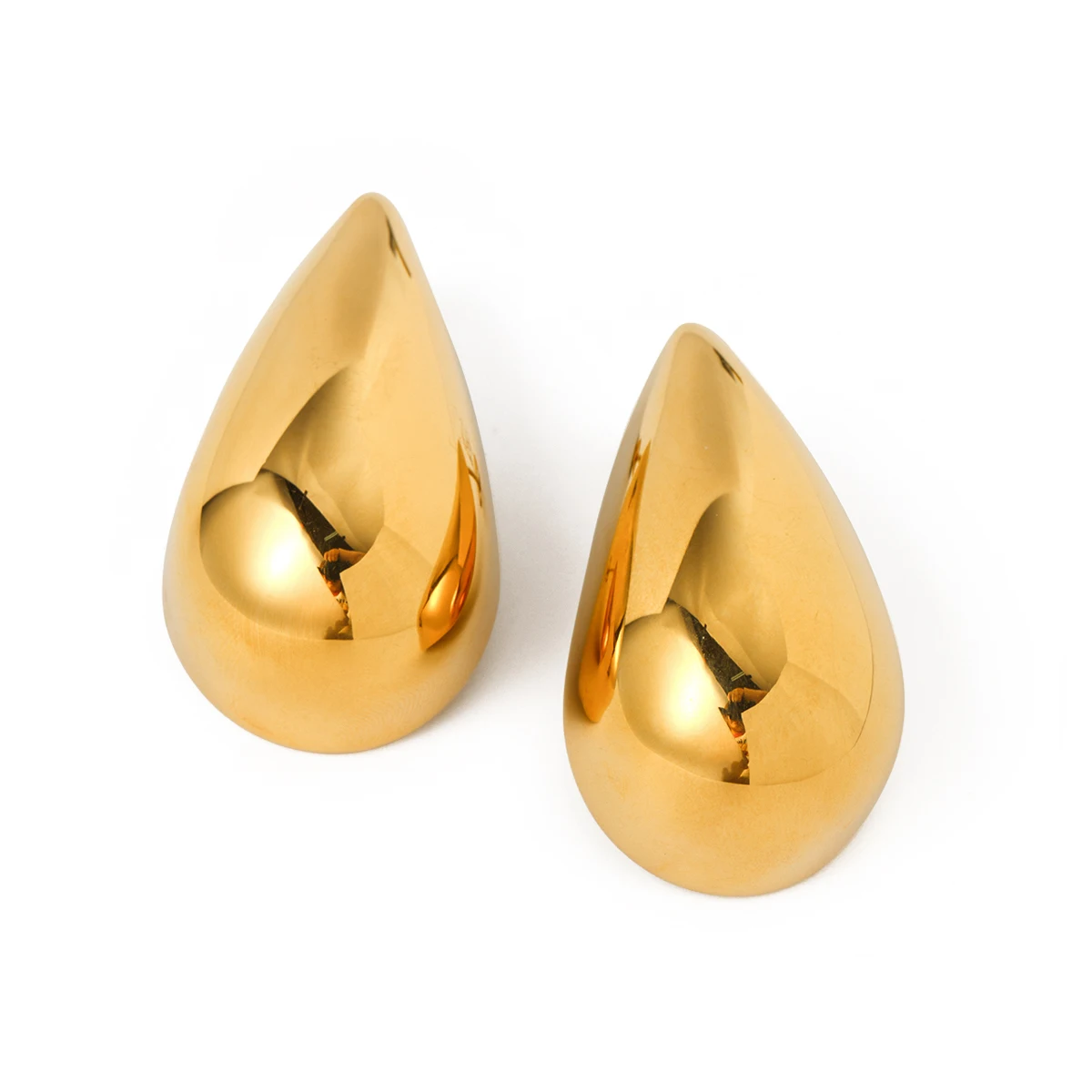 

J&D High Polish Water Drop Earring 18K PVD Gold Silver Plated Stainless Steel Big Surface Teardrop Earring For Women