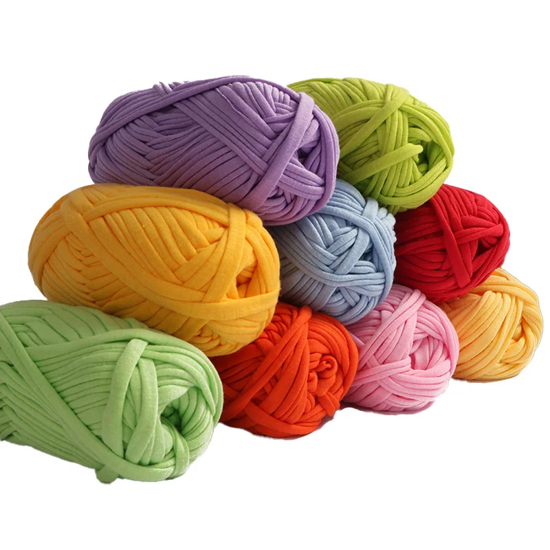 

wholesale premium 100g 400g 500g 800g 1000g 3mm 7-9mm braided t shirt yarn cotton tshirt crochet hand knitting for bags sale