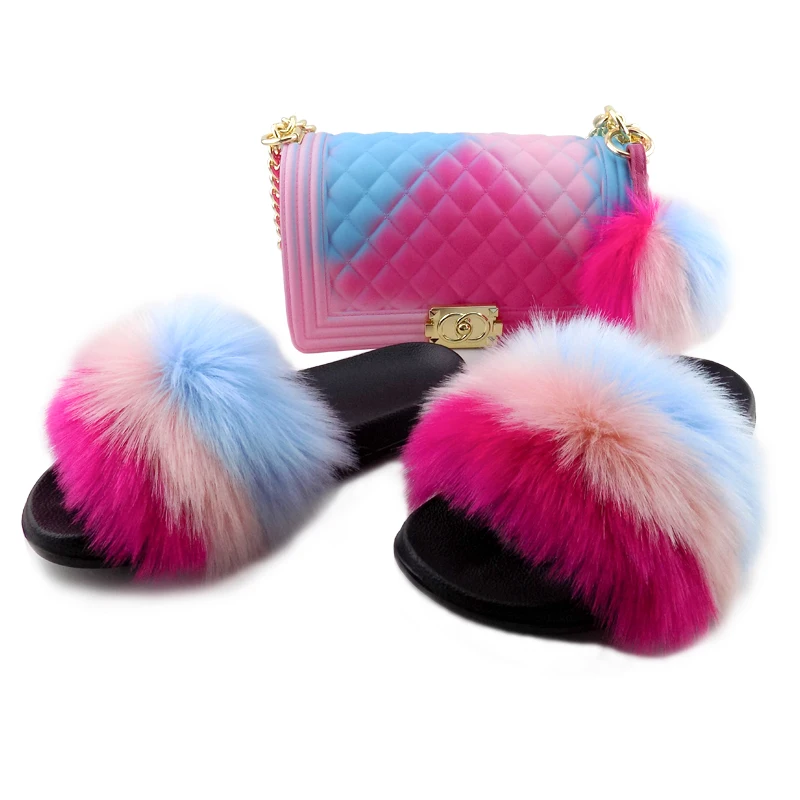 

cheap fur slippers custom slide sandal fur slides for women